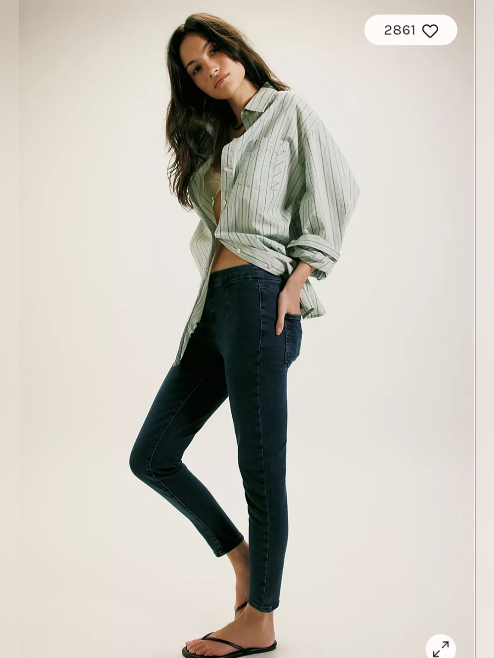 Free People Dark Wash Slim Skinny Jeans - Navy Blue
